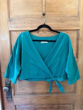 Urban Outfitters Teal Wrap Tie Crop Top